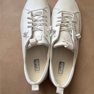 Keds White Lace-Up Leather Sneakers